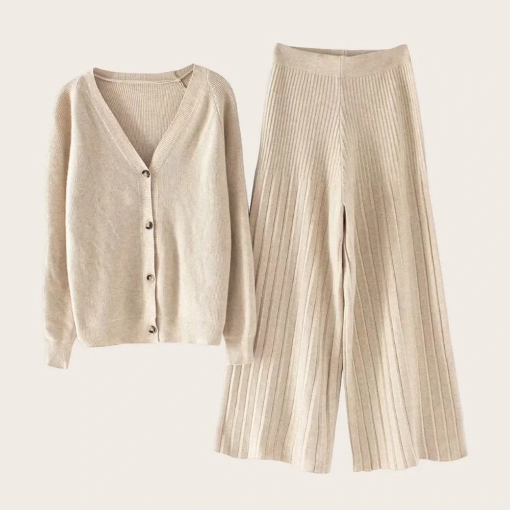 SHEIN Cardigan & Wide Leg Sweater Set - One Size - Picture 1 of 3